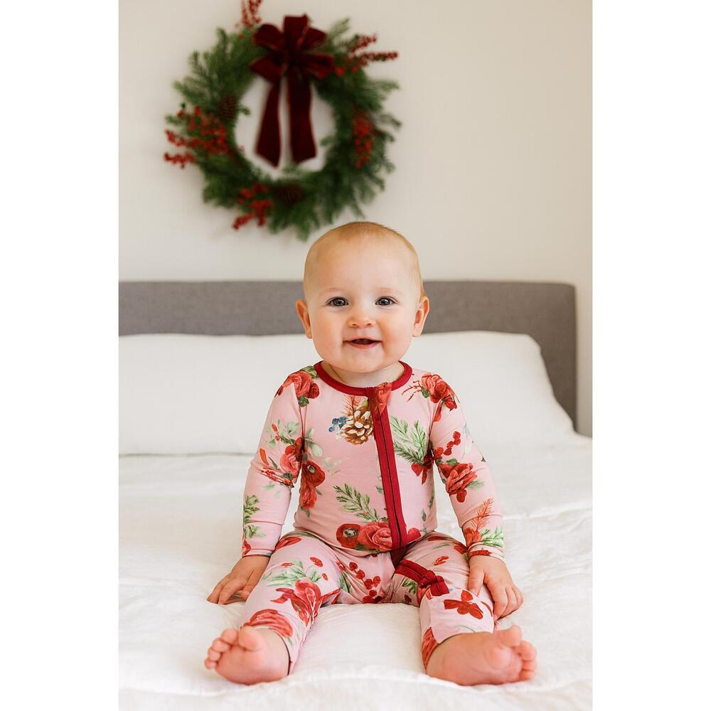 NEW KICKEE baby's convertible coverall in baby rose holiday floral